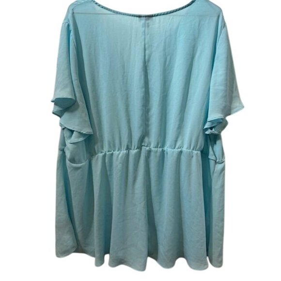 Torrid Womens Light Blue V-Neck Flutter Sleeve Tunic Top Size 3 Polyester Blend - Picture 8 of 12